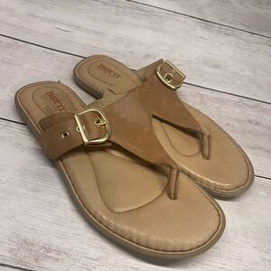 Born Women’s Size 9 Sandals Thongs Flip Flops Tan Leather Shoes